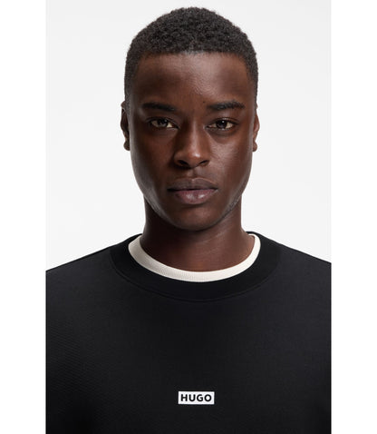Hugo Logo Print Sweatshirt In Cotton Terry Black