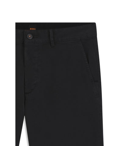 Boss Slim Fit Chinos In Stretch Cotton Satin Black