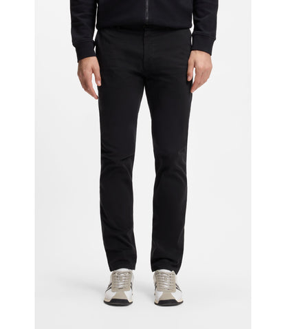 Boss Slim Fit Chinos In Stretch Cotton Satin Black