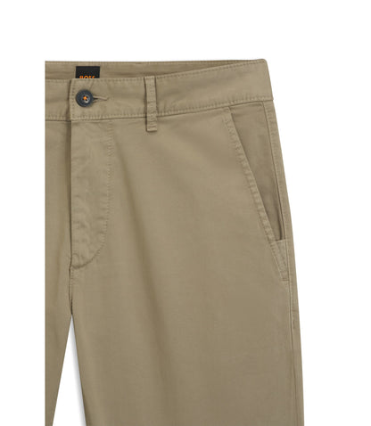 Boss Slim Fit Chinos In Stretch Cotton Satin Light Brown