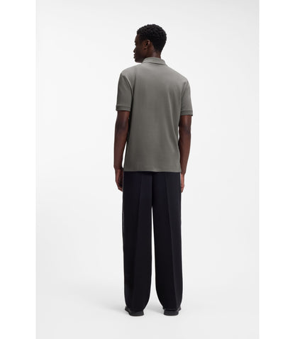 Hugo Contrast Logo Polo Shirt In Cotton Piqu Dark Grey