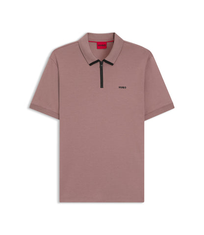 Hugo Contrast Logo Polo Shirt In Cotton Piqu Light Brown