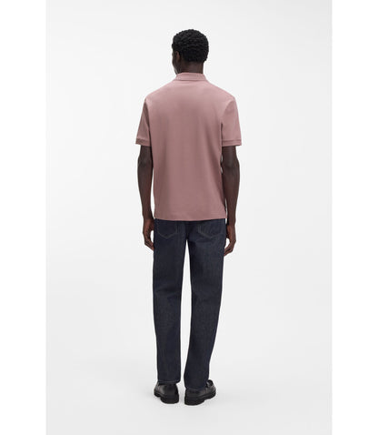 Hugo Contrast Logo Polo Shirt In Cotton Piqu Light Brown