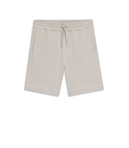 Boss Cotton Terry Shorts With Logo Patch Light Grey