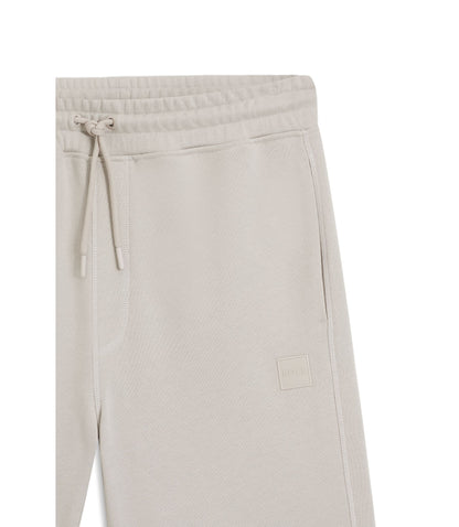 Boss Cotton Terry Shorts With Logo Patch Light Grey