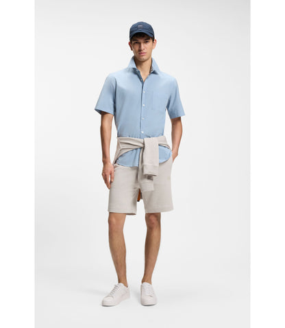 Boss Cotton Terry Shorts With Logo Patch Light Grey