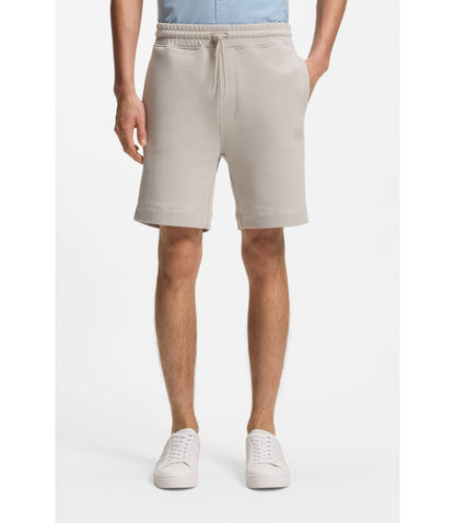 Boss Cotton Terry Shorts With Logo Patch Light Grey
