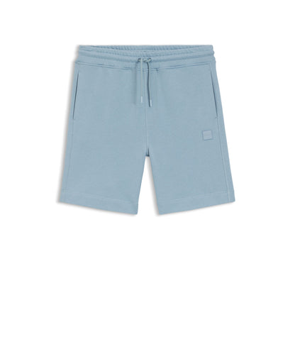 Boss Cotton Terry Shorts With Logo Patch Light Blue