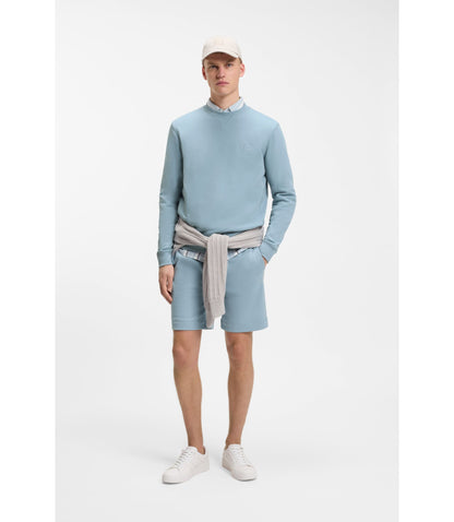 Boss Cotton Terry Shorts With Logo Patch Light Blue