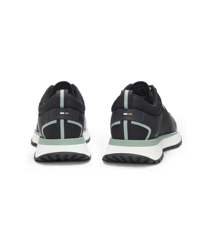 Boss Mesh Detail Trainers In Mixed Materials Black Black