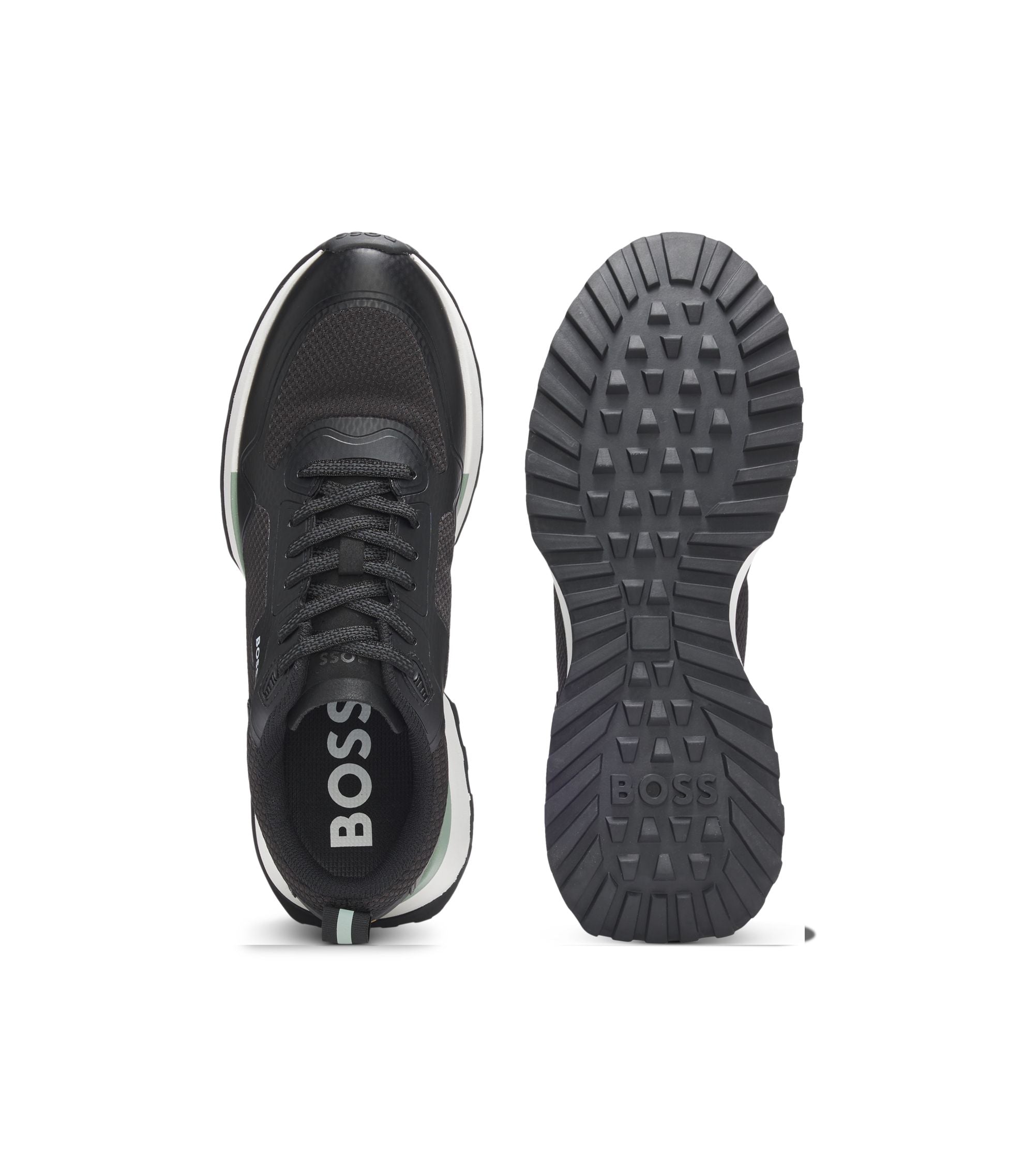 Boss Mesh Detail Trainers In Mixed Materials Black Black