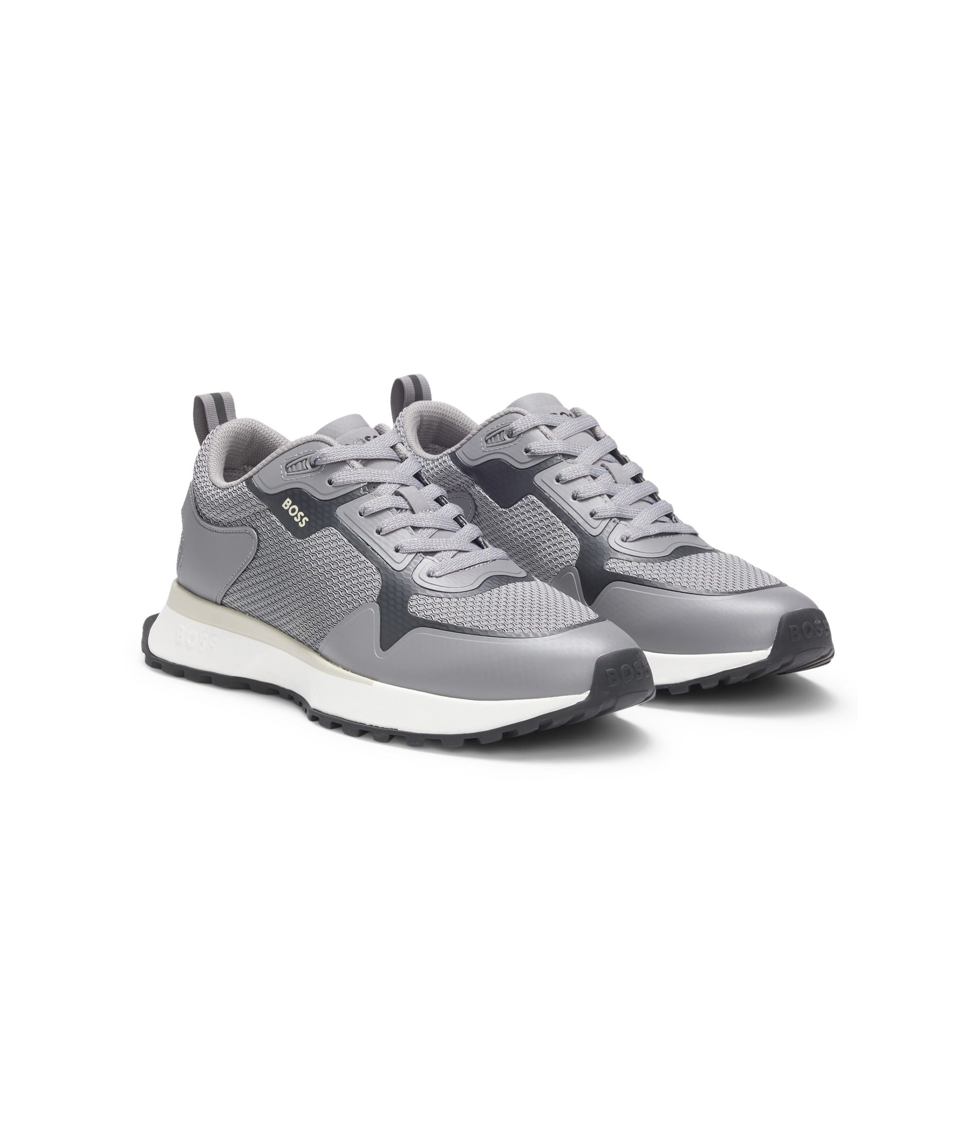 Boss Mesh Detail Trainers In Mixed Materials Light Grey Light Grey
