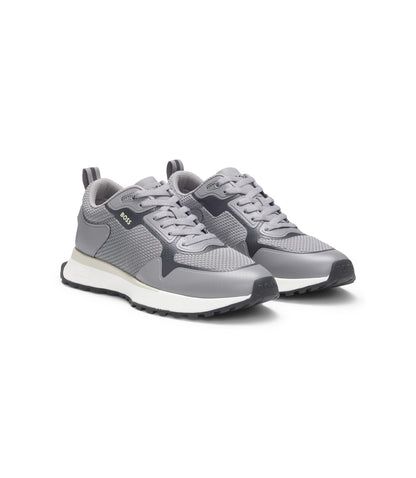Boss Mesh Detail Trainers In Mixed Materials Light Grey Light Grey