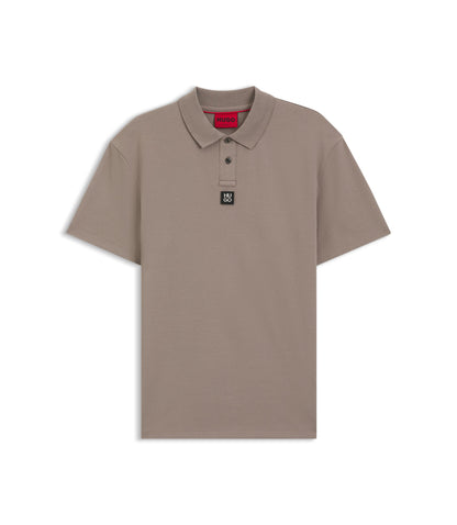 Hugo Stacked Logo Polo Shirt In Interlock Cotton Light Brown