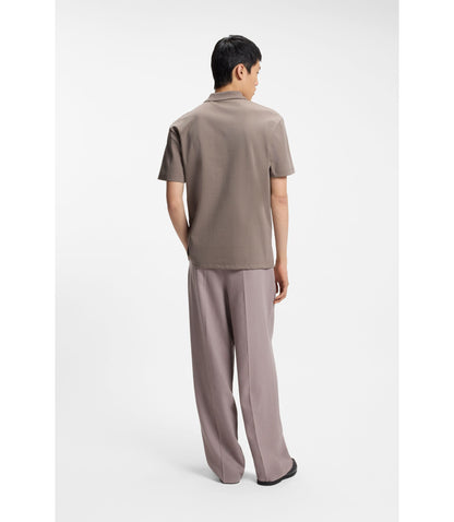 Hugo Stacked Logo Polo Shirt In Interlock Cotton Light Brown