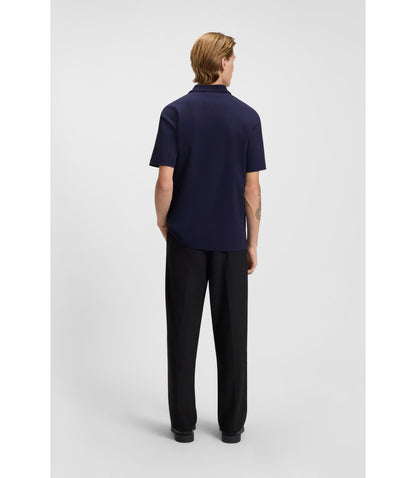 Hugo Stacked Logo Polo Shirt In Interlock Cotton Dark Blue