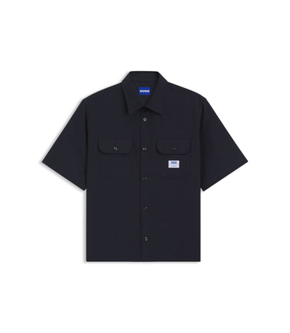 Hugo Oversize Fit Shirt In Cotton Twill Dark Blue