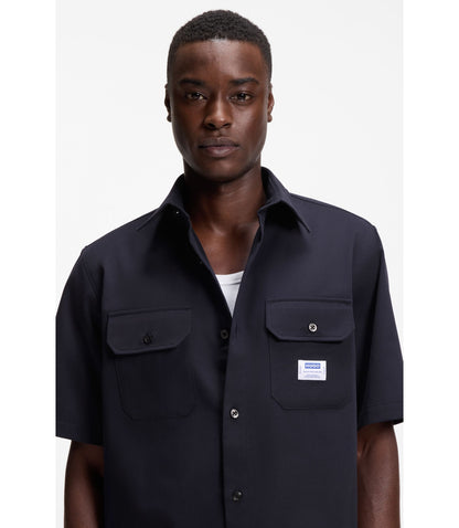 Hugo Oversize Fit Shirt In Cotton Twill Dark Blue