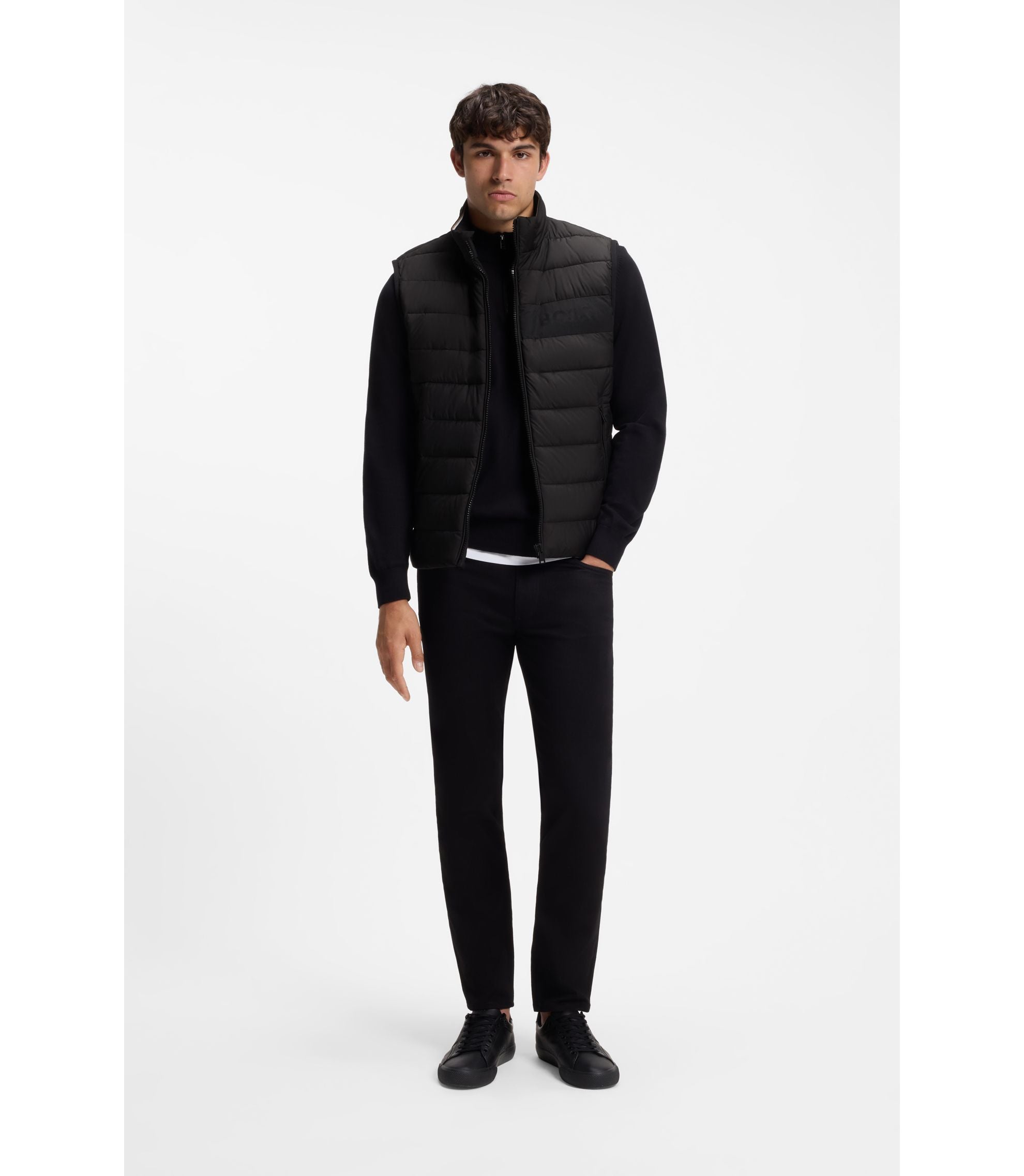 Boss Water Repellent Vest With Logo Detail Black