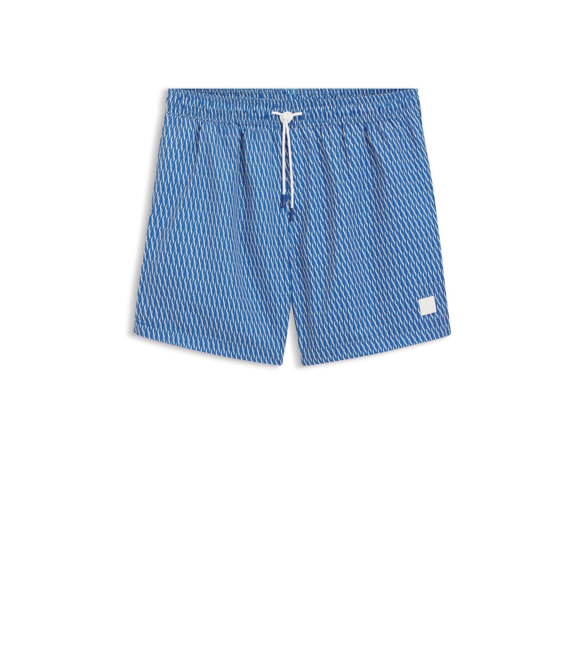 Boss Micro Print Swim Trunks With Logo Patch Blue