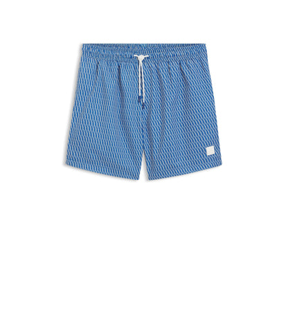 Boss Micro Print Swim Trunks With Logo Patch Blue