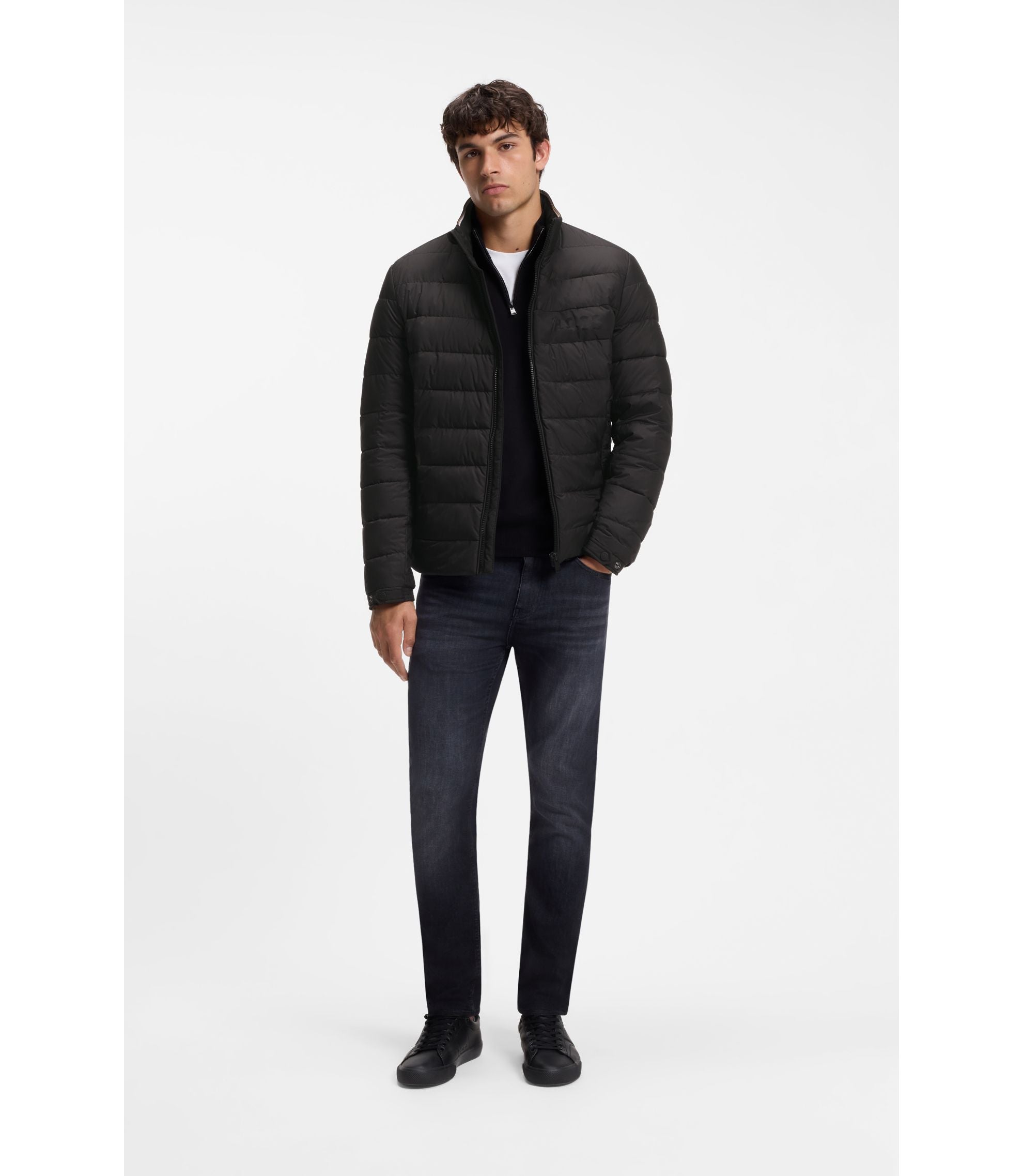 Boss Water Repellent Jacket With Logo Detail Black