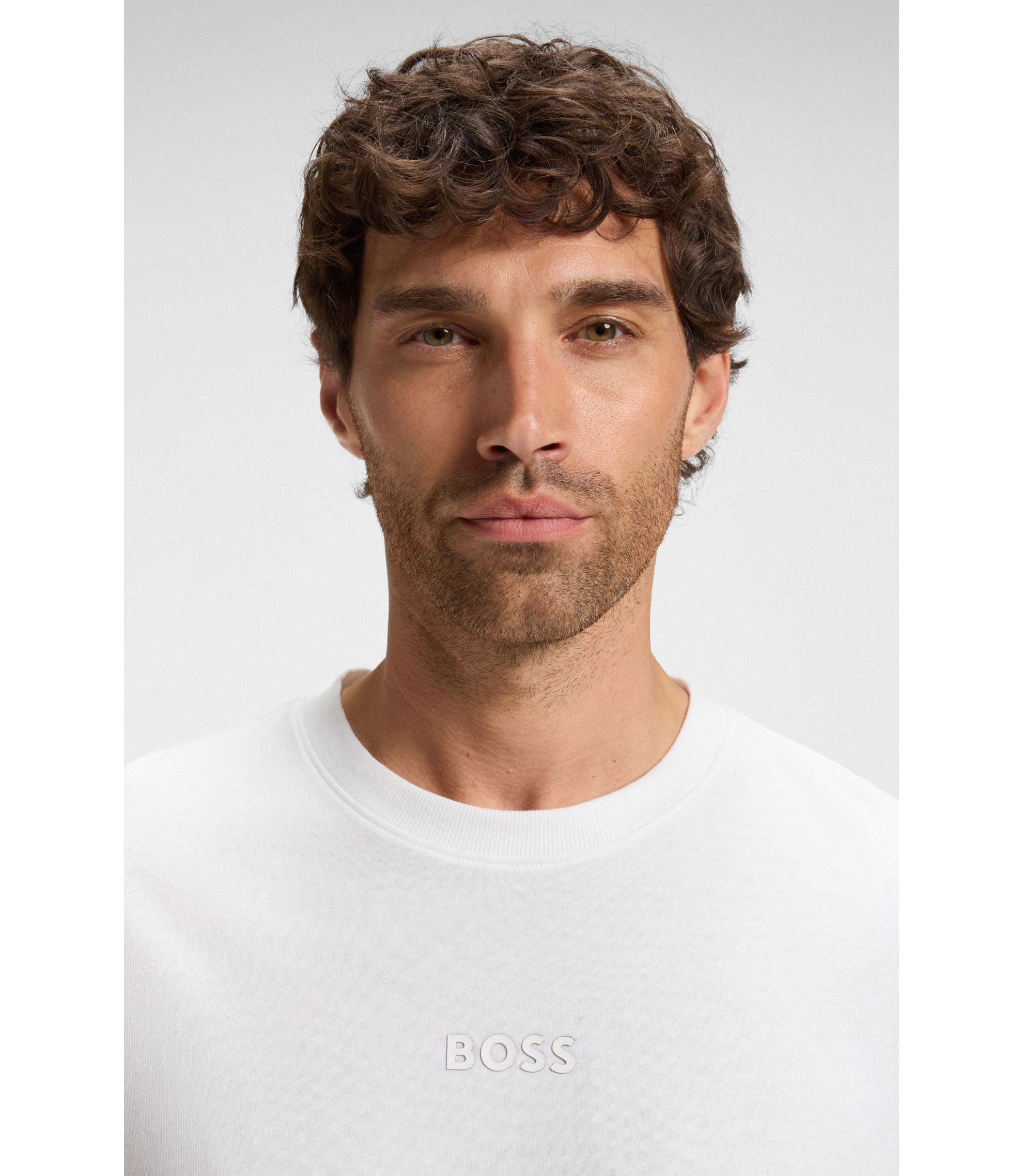 Boss Cotton Jersey T Shirt With Logo Detail White