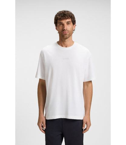 Boss Cotton Jersey T Shirt With Logo Detail White
