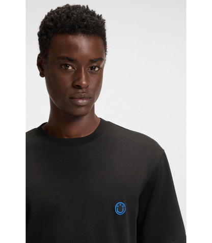 Hugo Cotton Jersey T Shirt With Happy Hugo Logo Black