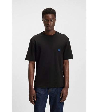 Hugo Cotton Jersey T Shirt With Happy Hugo Logo Black