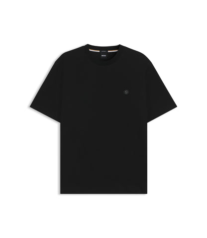 Boss Mercerised Cotton T Shirt With Double B Monogram Black