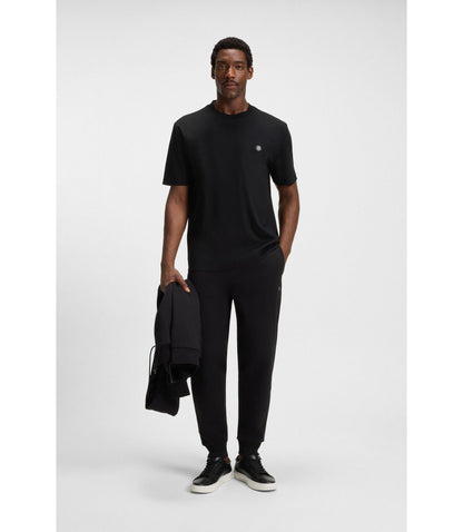 Boss Mercerised Cotton T Shirt With Double B Monogram Black
