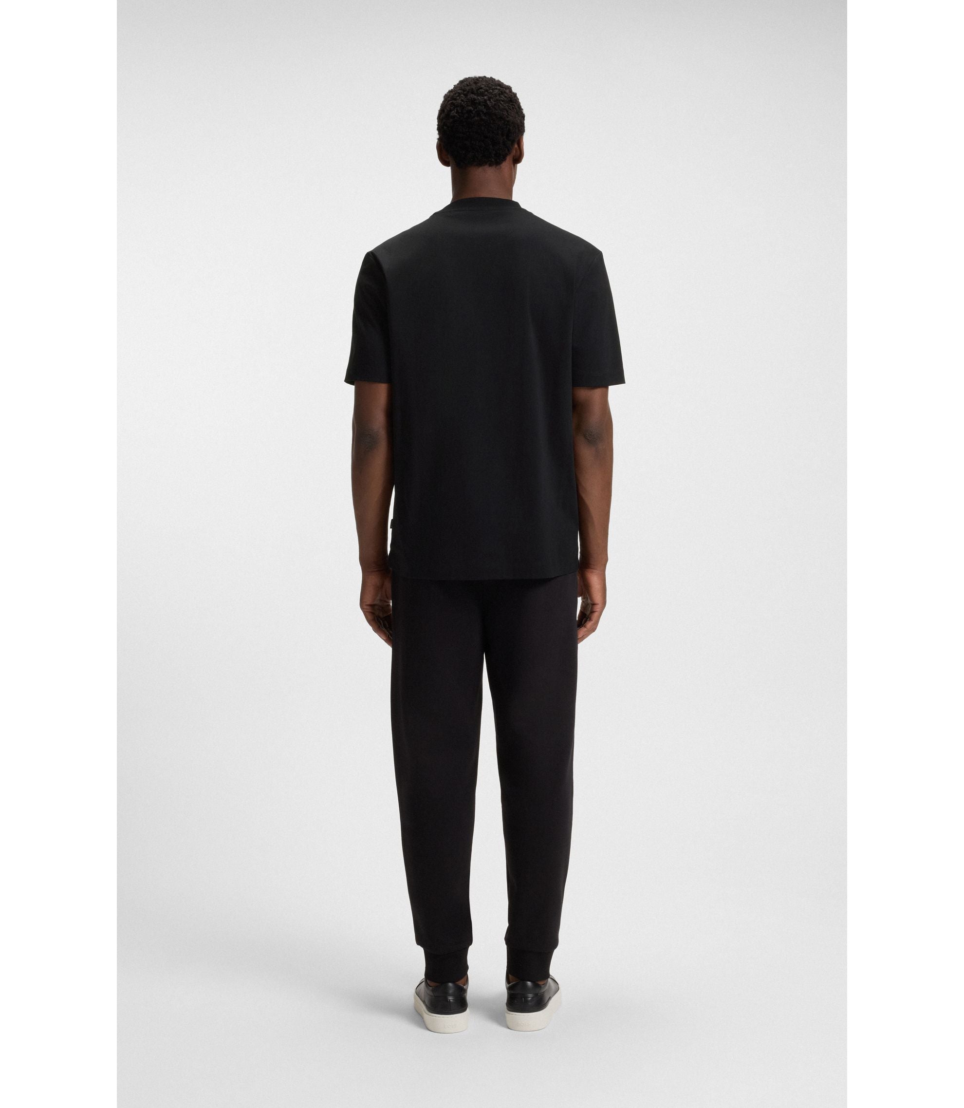 Boss Mercerised Cotton T Shirt With Double B Monogram Black