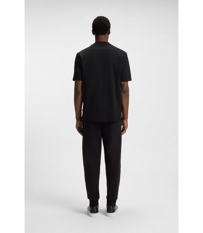 Boss Mercerised Cotton T Shirt With Double B Monogram Black