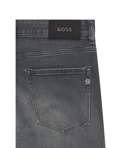 Boss Grey Slim Fit Jeans In Stretch Denim Grey