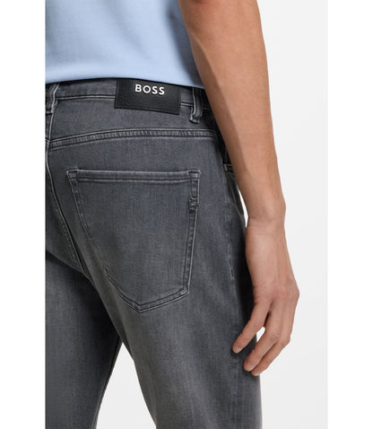 Boss Grey Slim Fit Jeans In Stretch Denim Grey