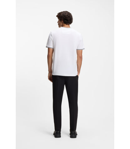 Boss Stretch Cotton T Shirt With Stripes And Logo White