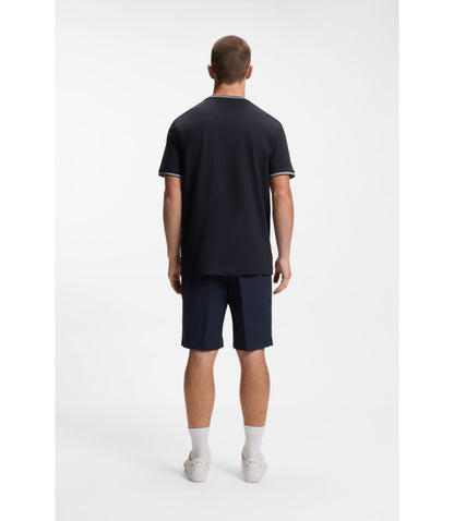 Boss Stretch Cotton T Shirt With Stripes And Logo Dark Blue