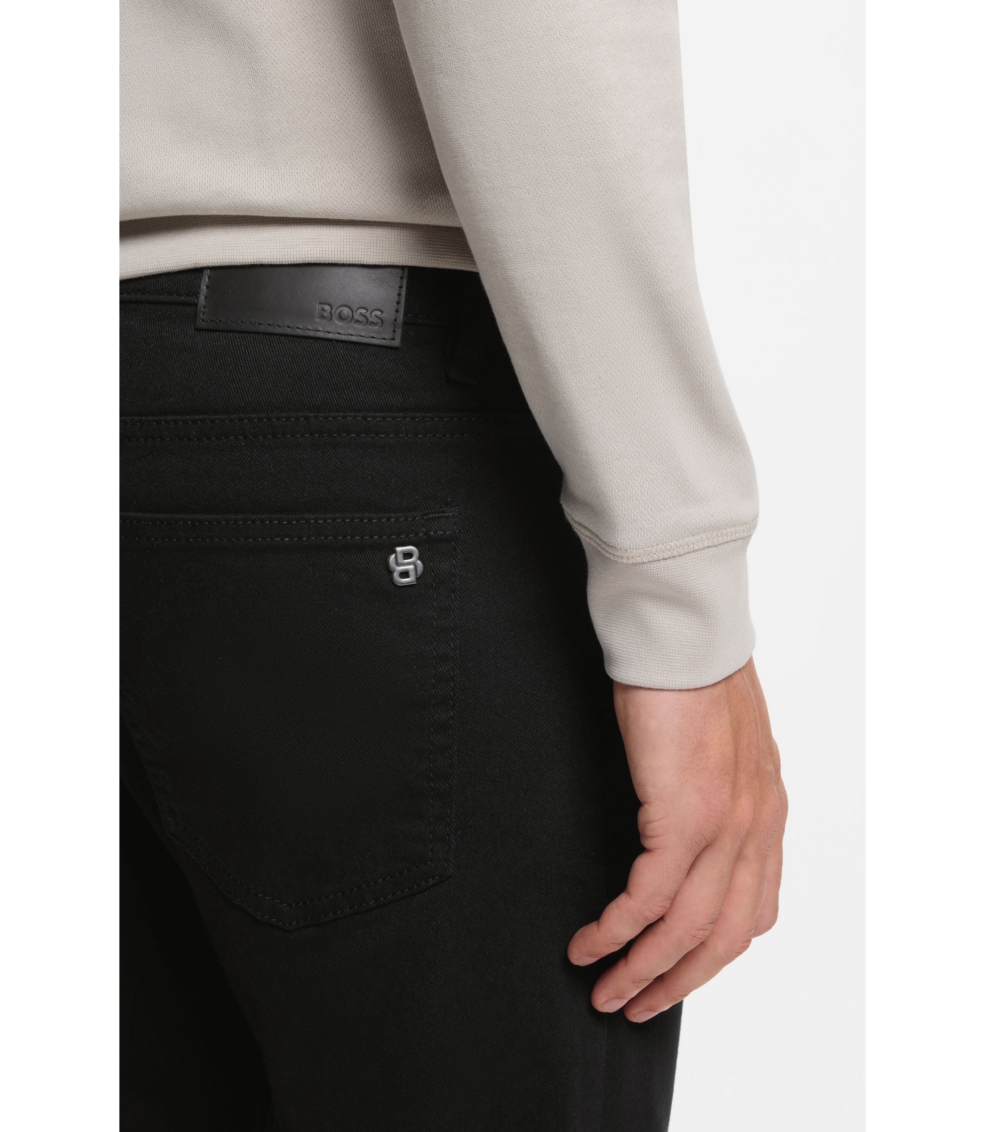 Boss Delaware Slim Fit Jeans In Stay Black Comfort Stretch Denim Black