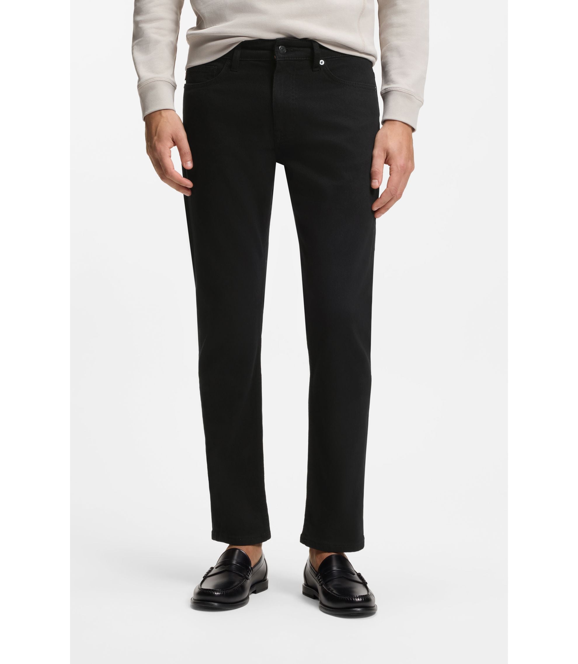 Boss Delaware Slim Fit Jeans In Stay Black Comfort Stretch Denim Black
