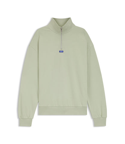 Hugo Logo Patch Sweatshirt In Cotton Terry Light Green