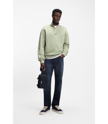 Hugo Logo Patch Sweatshirt In Cotton Terry Light Green
