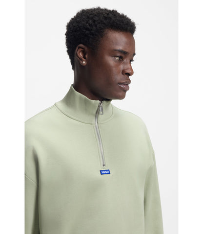 Hugo Logo Patch Sweatshirt In Cotton Terry Light Green