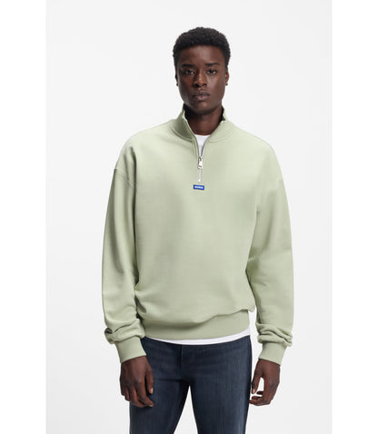 Hugo Logo Patch Sweatshirt In Cotton Terry Light Green
