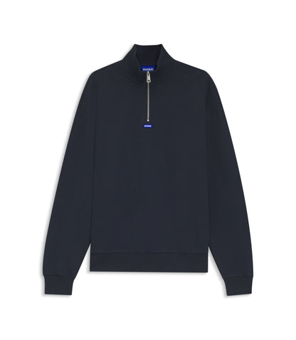 Hugo Logo Patch Sweatshirt In Cotton Terry Dark Blue