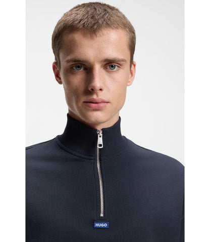 Hugo Logo Patch Sweatshirt In Cotton Terry Dark Blue