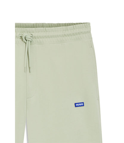 Hugo Cotton Terry Sweatpants With Logo Patch Light Green
