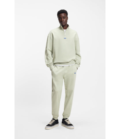 Hugo Cotton Terry Sweatpants With Logo Patch Light Green