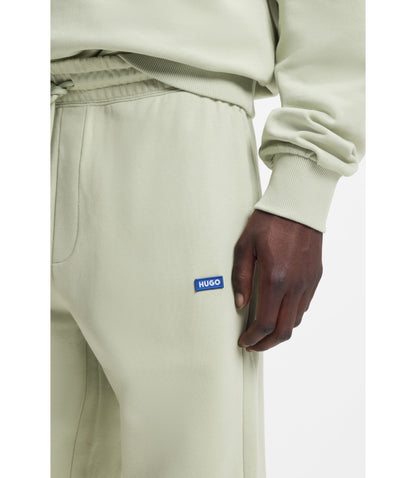 Hugo Cotton Terry Sweatpants With Logo Patch Light Green