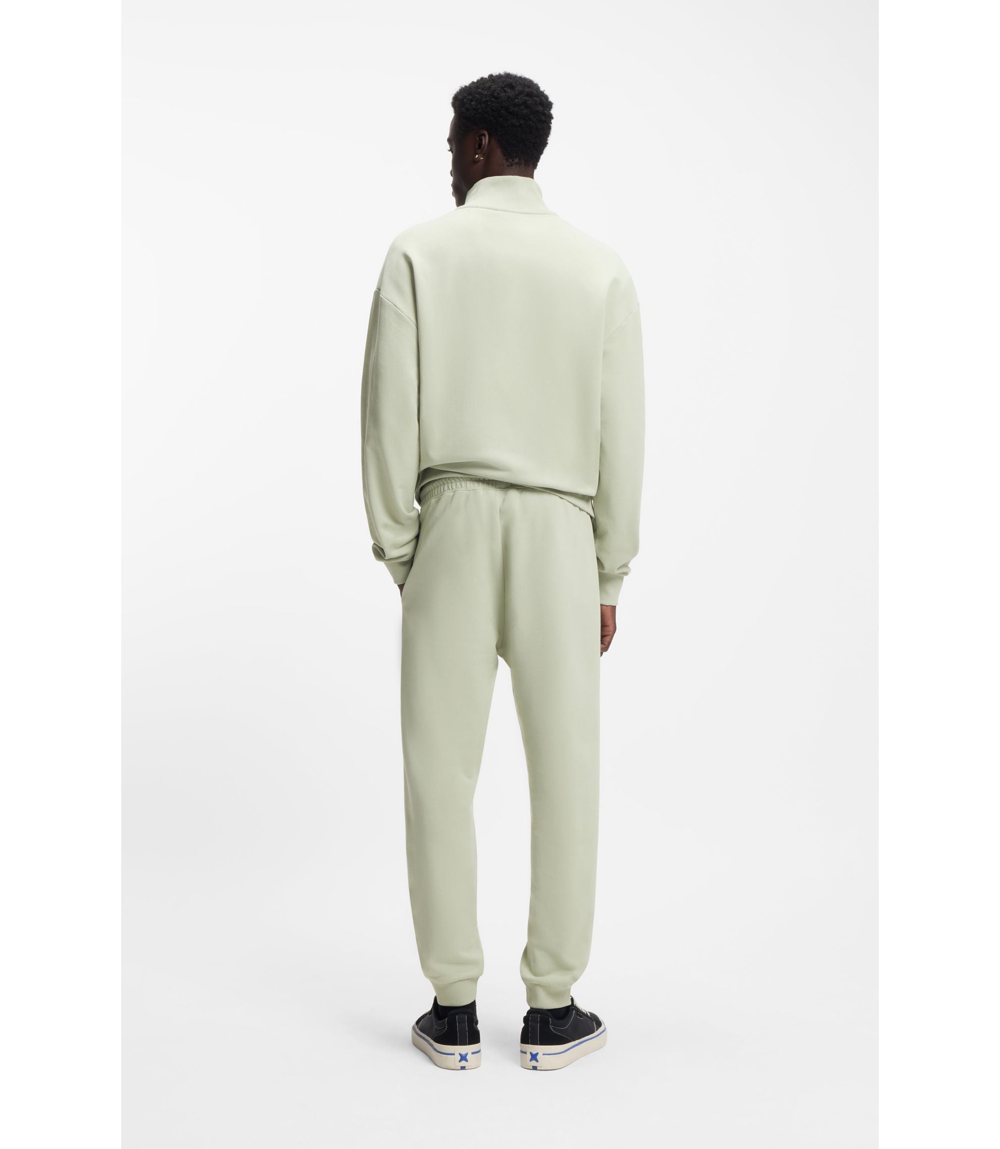 Hugo Cotton Terry Sweatpants With Logo Patch Light Green